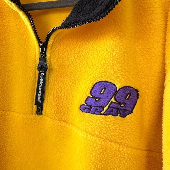 Vintage Tri-Mountain Yellow Half Zip Fleece Pullover with Embroidered Front Logo - Picture 15 of 15